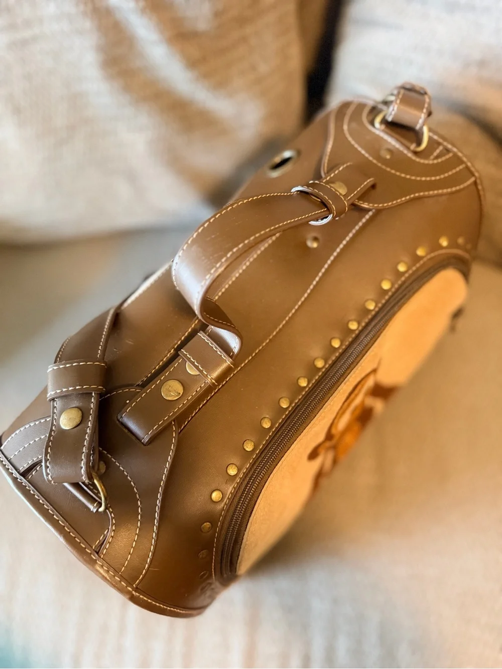 Brown Monkey Appliqué Men’s Travel Bag